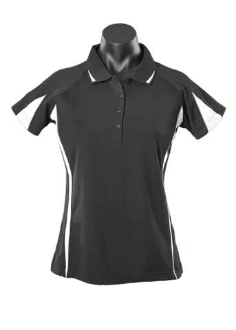 Aussie Pacific Eureka Ladies Polo Shirt 2304 Casual Wear Aussie Pacific Black/White/Ashe 8